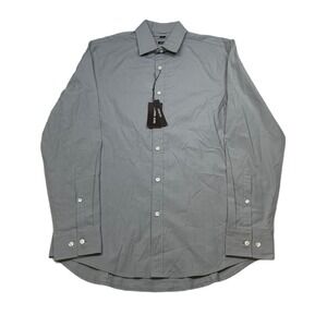 Michael Kors Stretch Dress Shirt‎ Mens Small Alloy Gray Long Sleeve Trim Fit NEW